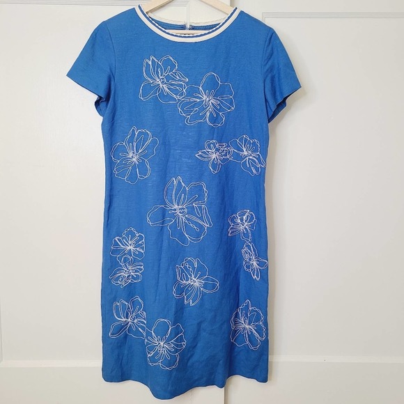 Vintage Floral Embroidered Mod Sheath Dress - Picture 1 of 8